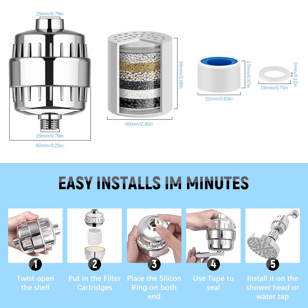 Supvox Shower Filter Softener Shower Filter External Shower Water Filter for Overhead Shower System Multi-Layer Active Carbon Shower Filter, Remove Odor & Heavy Metal Soften Water Supvox Shower Filter Softener Shower Filter External Shower Water Filter for Overhead Shower System Multi-Layer Active Carbon Shower Filter, Remove Odor & Heavy Metal Soften Water